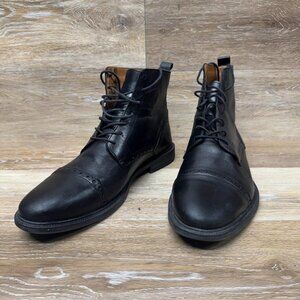 Stafford Gunner Black Leather Cap Toe Dress Boots Men's Size 12